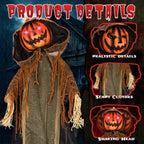 Witchwood™ 6ft Pumpkin Man Animated Animatronic Decoration Creepy Halloween w/ Classic Cape Creepy Cloaked Jack-o'-Lantern for Porch & Yard