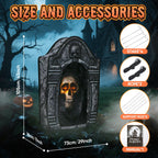 Witchwood™ Toiyjofe 3.5ft Large Halloween Tombstone with LED Skull Eyes, Foldable Battery Powered Graveyard Decor for Lawn, Garden & Haunted House