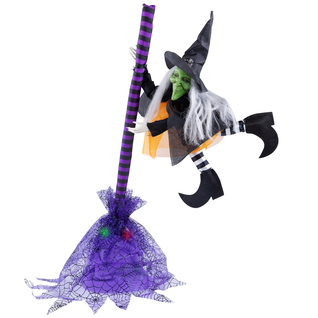 Witchwood™ Animated Flying Witch with Broom Halloween Decoration - 25"