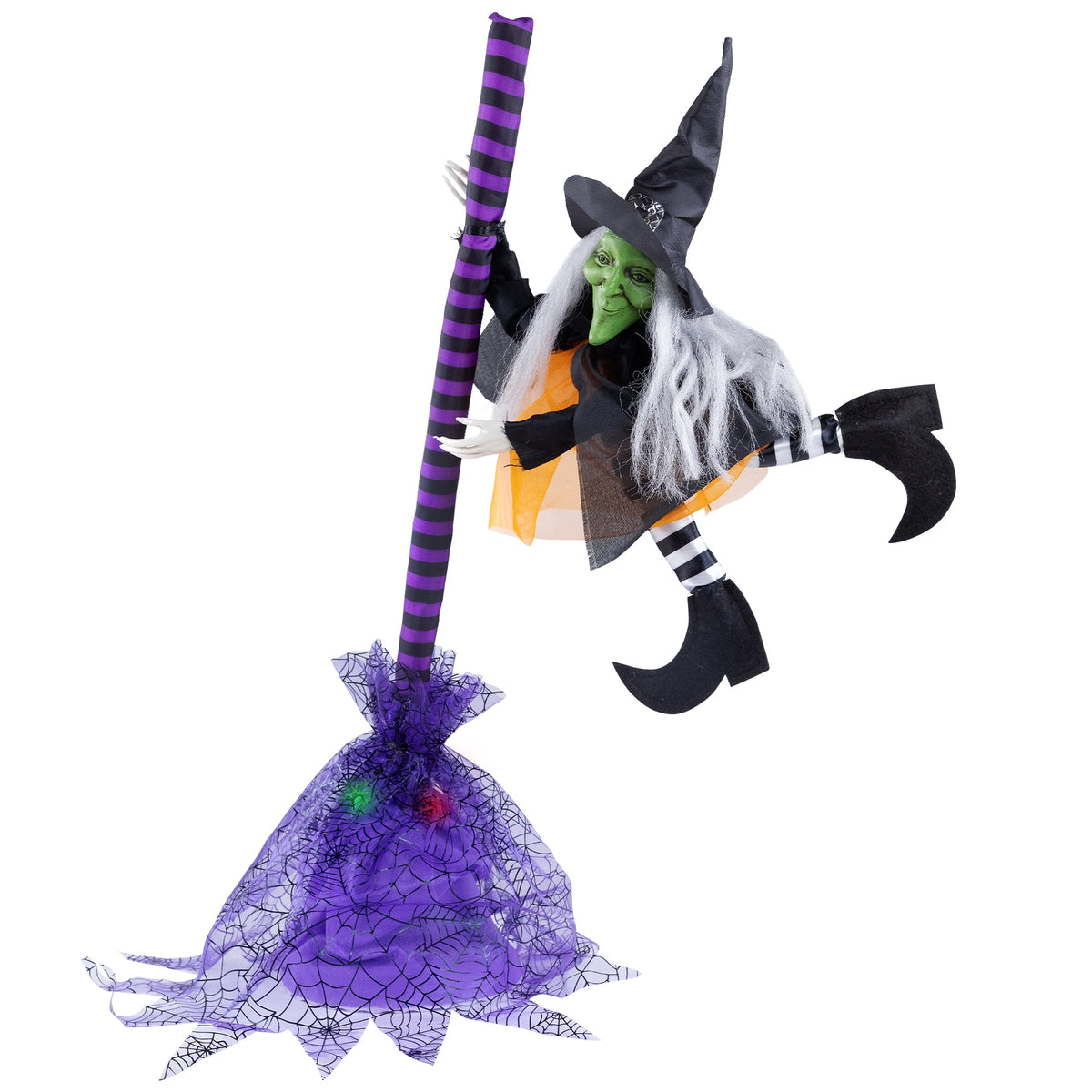 Witchwood™ Animated Flying Witch with Broom Halloween Decoration - 25"