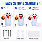 Witchwood™ 5FT Halloween Inflatable Ghost Holding Pumpkin Lantern, Light-Up Blow Up Outdoor Yard Decoration with RGB LED Lights