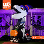 Witchwood™ 8 FT Halloween Inflatable Skeleton Dinosaur with Build-in LEDs Pumpkin Decorations,Halloween Outdoor Decorations Blow up Yard Decorations