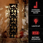 Witchwood™ Pillar Lantern Black Halloween Décor with LED Cat/Ghost Cutouts, 2.7-Ft