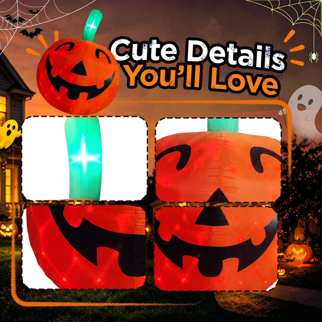 Witchwood™ 10ft Halloween Inflatable Pumpkin Decoration with Built-in LED Lights, Outdoor Yard Blow up for Halloween Party, Yard, Garden, Lawn