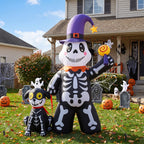 Witchwood™ Halloween Inflatables Decorations Skeleton and Dog, Halloween Blow ups Yard Decorations Outdoor for Garden Lawn