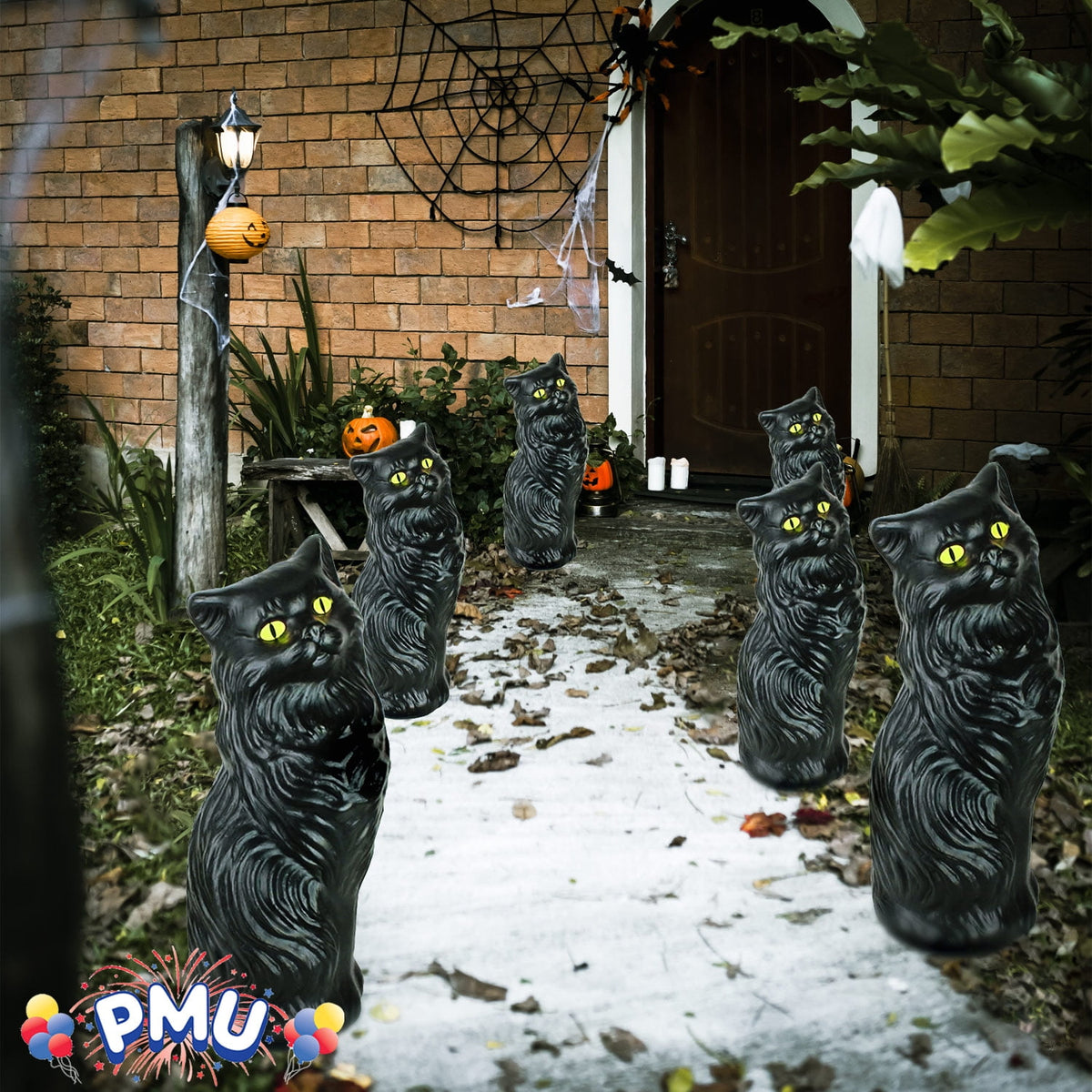 Witchwood™ PMU Halloween Black Cat - Blow Mold Plastic Cat Statue - Perfect Décor for Halloween, Home, Yard, Lawn, Garden, Indoor and Outdoor - Best for Party Favors and Supplies - (Yellow Eyes) 17 Inch Pkg/1