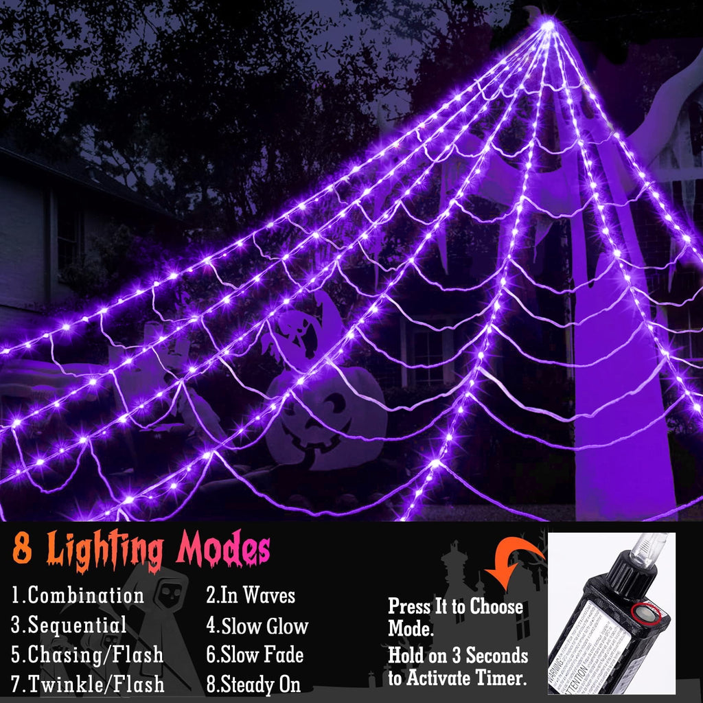 Witchwood™ Scidweet Halloween Decorations Outdoor, 350 LED Halloween Spider Web Lights with 79" Giant Spider for Home Garden Yard Decor