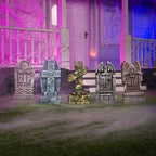 Witchwood™ 17" Halloween 5 Pack Tombstone Decorations, Foam RIP Graveyard Signs Cemetery Headstones Scary Outdoor Indoor Halloween Decor with 12 Metal Stakes for Easy Set Up, Waterproof for Garden Lawn