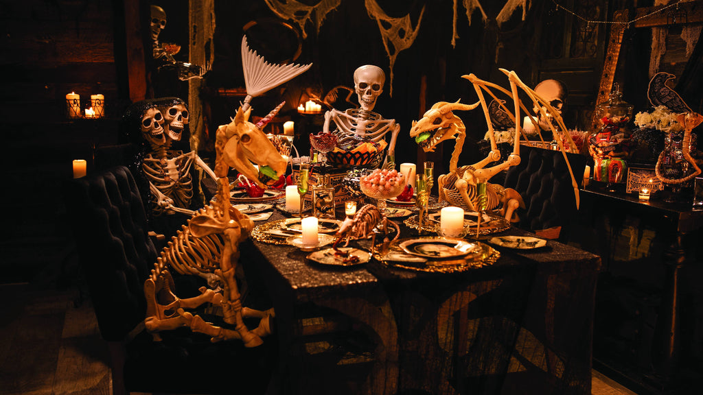Witchwood™ Fun Express White Unicorn Skeleton Outdoor Decor, Halloween Macabre Design