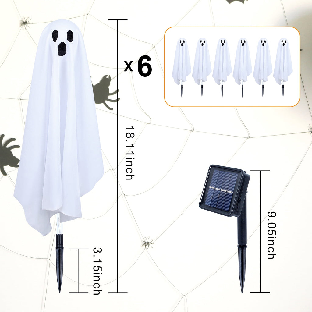 Witchwood™ Halloween Decorations Outdoor, 6 pack Light up Spooky Ghosts with 8 Modes LED Light - Scary Standing Ghosts Decor for Front Door Porch Yard Home Party