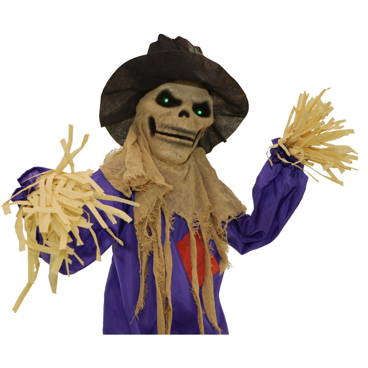 Witchwood™ 6 ft Standing Halloween Scarecrow Yard Decoration with LED Green Eyes, HHSCR-5FLS