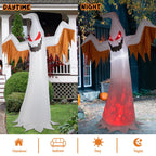 Witchwood™ 12FT Halloween Inflatables Ghost Outdoor Halloween Decoration w/ Scary Flames,4pcs LED Lights