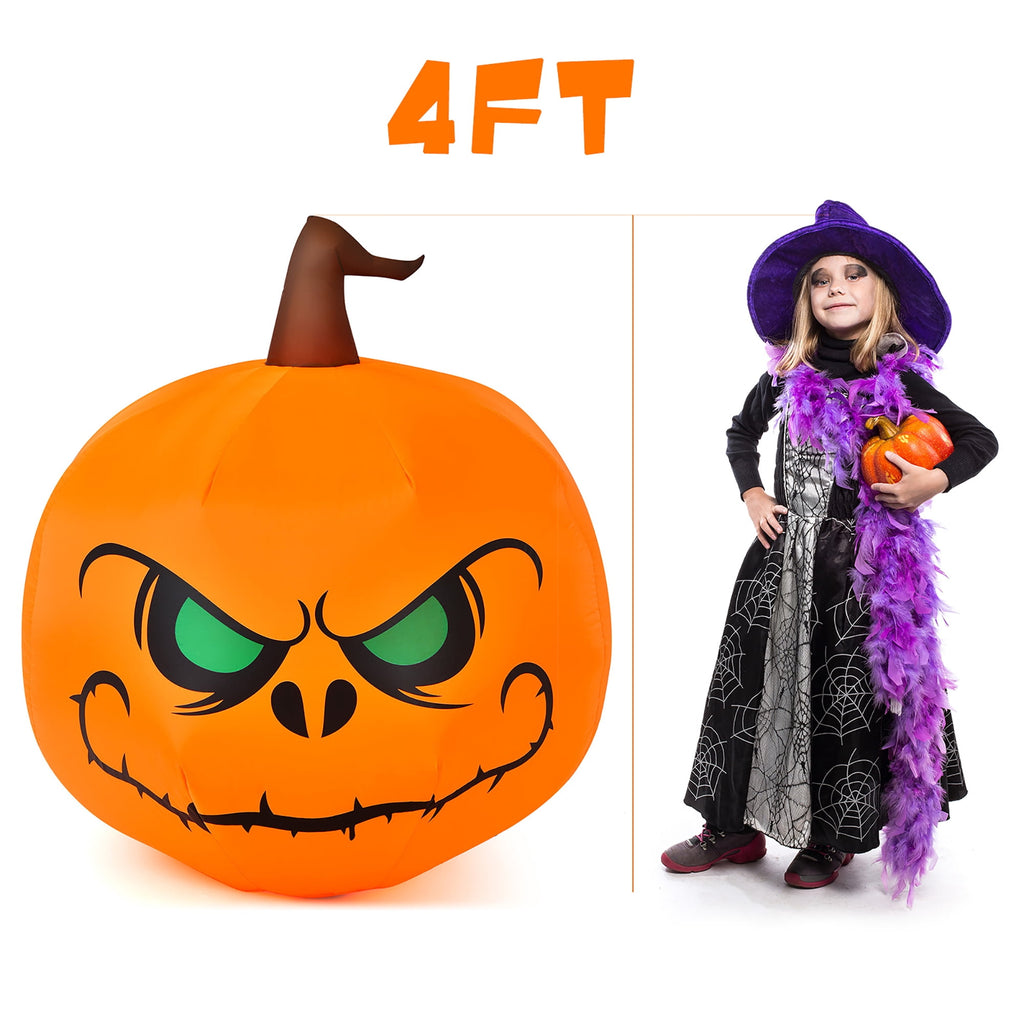 Witchwood™ Costway 4 FT Halloween Inflatable Pumpkin Large Blow up with Build-in LED Light