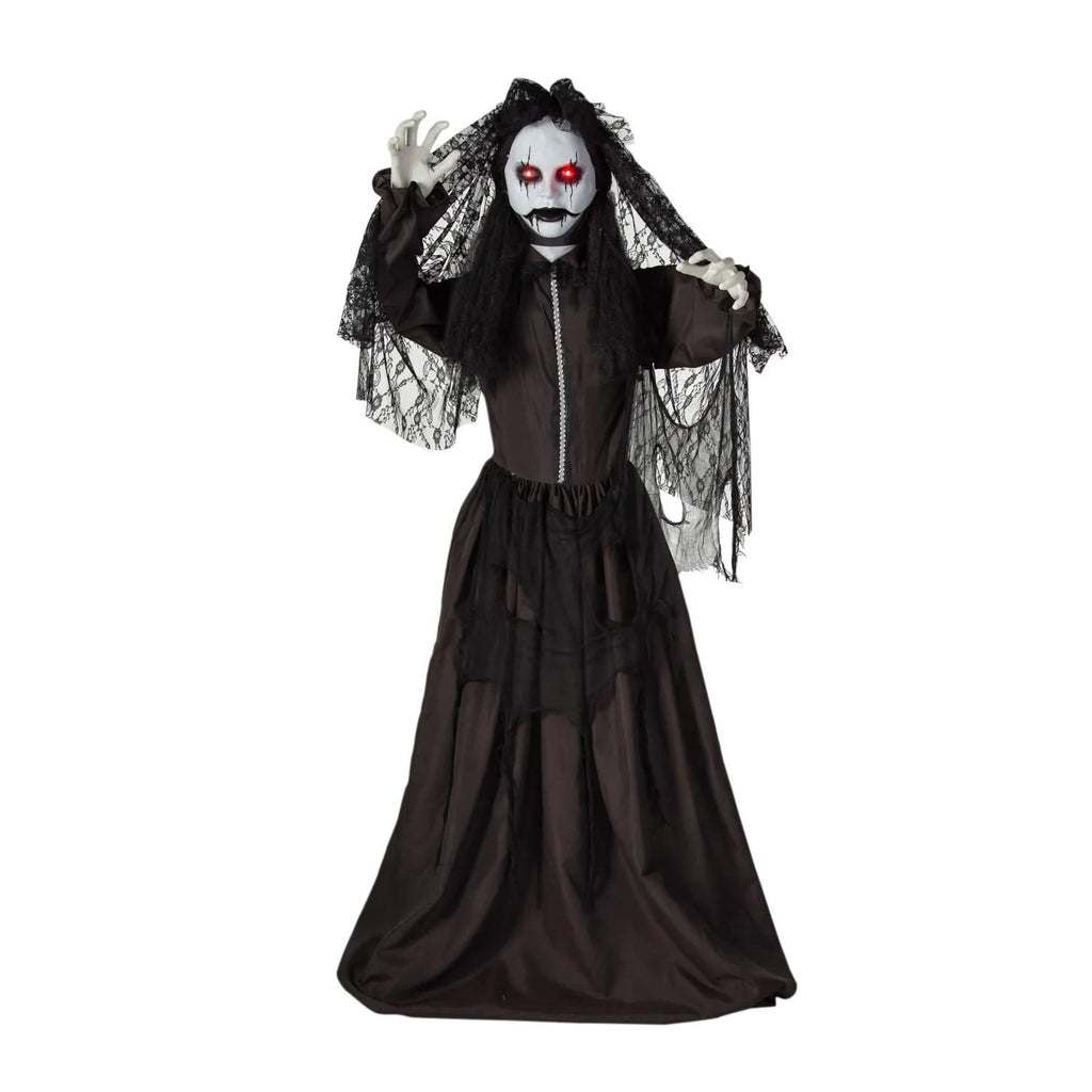 Witchwood™ 5 Ft. 6" Jaw-Dropping Scary Bride with Black Dress Standing Halloween Decoration