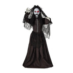 Witchwood™ 5 Ft. 6" Jaw-Dropping Scary Bride with Black Dress Standing Halloween Decoration