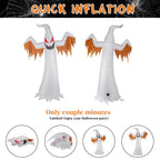 Witchwood™ 12FT Halloween Inflatables Ghost Outdoor Halloween Decoration w/ Scary Flames,4pcs LED Lights