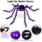 Witchwood™ Spider Webs Halloween Decorations Outdoor, 50" Light Up Giant Spider + 276" Triangular Spider Webs, Yard Outdoor Halloween Decor