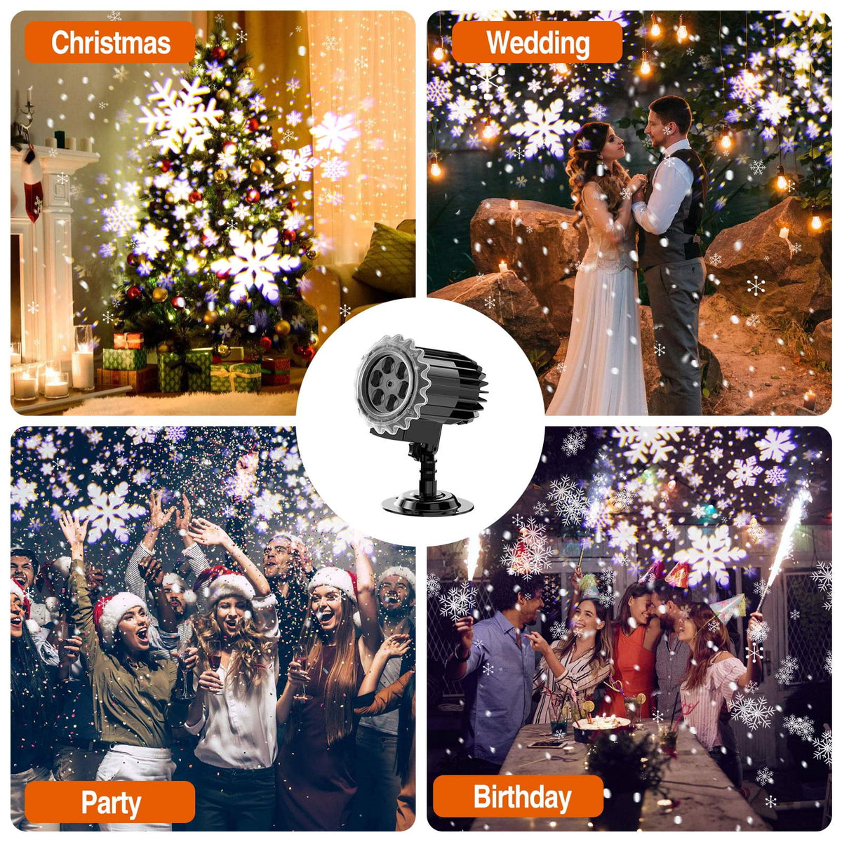 Witchwood™ Outdoor high brightness snowflake projection light, holiday decoration ambient light, Christmas Halloween laser light, light show, waterproof function, indoor home, Christmas, wedding Mother's Day