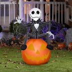 Witchwood™ Airblown Inflatable Nightmare Before Christmas Jack on Pumpkin Disney, 3.5 ft Tall, Multicolored