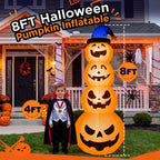 Witchwood™ 8ft Halloween Inflatable, Stacked Pumpkins with Witch Hat and Built-in LED Lights, Outdoor Blow up Yard Decor for Lawn, Garden, Porch and Halloween Party, Orange