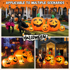 Witchwood™ 8 FT Halloween Inflatables Pumpkin,7 Pumpkins Halloween Outdoor Decoration with Built-in LED Lights,Halloween Blow Ups for Yard, Lawn, Garden Decor