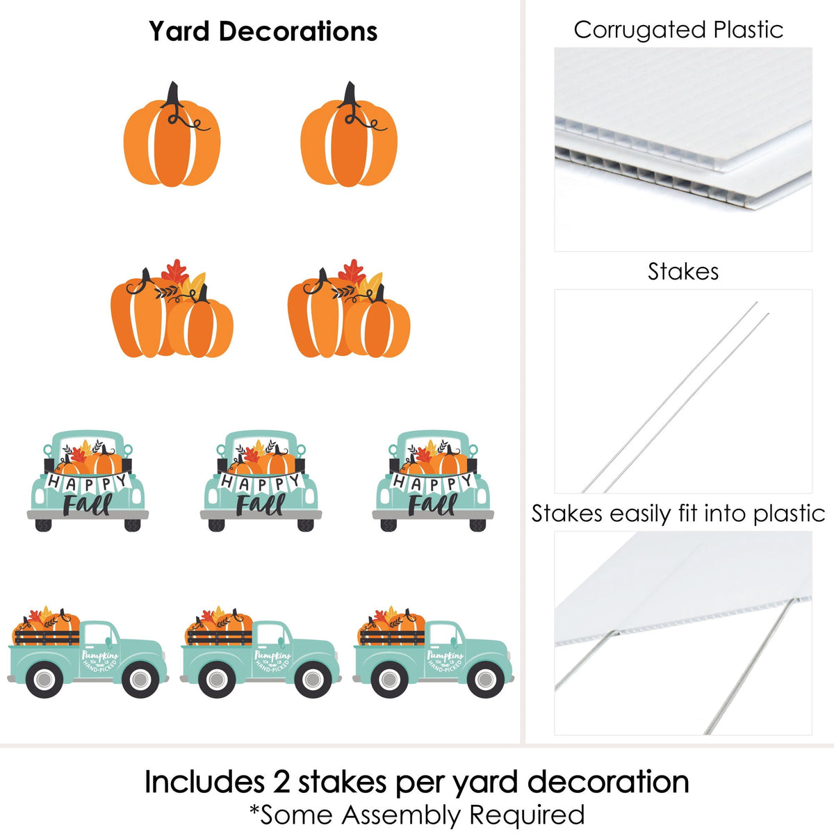 Witchwood™ Big Dot of Happiness Happy Fall Truck - Lawn Decorations - Outdoor Harvest Pumpkin Party Yard Decorations - 10 Piece