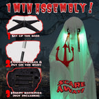 Witchwood™ 4.5ft Hanging Ghost Animated Halloween Decoration Creepy Halloween Skeleton w/ Pre-Recorded Screaming, LED Eyes