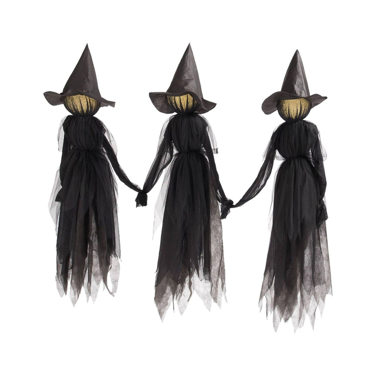 Witchwood™ TOPRenddon Life-Size Glowing Witch Decor - 3-Pack 59" Halloween Yard Figures with Color-Changing LED Faces & Rainproof Fabric for Outdoor Haunted Displays