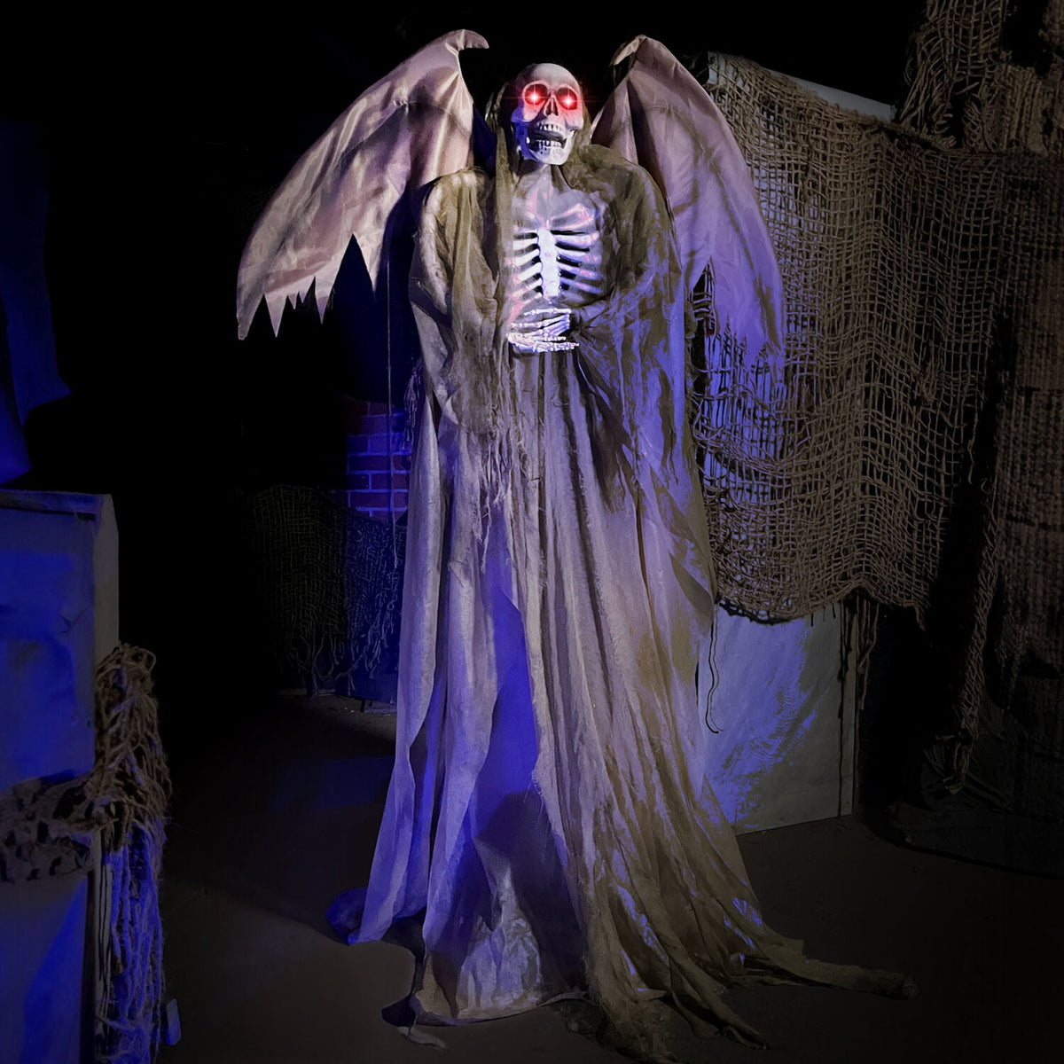 Witchwood™ 5.5 ft Life-size Animatronic Reaper with Wings, Halloween Decoration, HHWINGSKEL-4FLSA