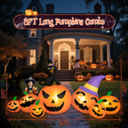 Witchwood™ B&D 8FT Long Halloween Inflatables Pumpkin, Blow Up Pumpkins Inflatables with Witch Hat & Black Cat Built-in LED Lights for Halloween Party Yard Garden Lawn Decor