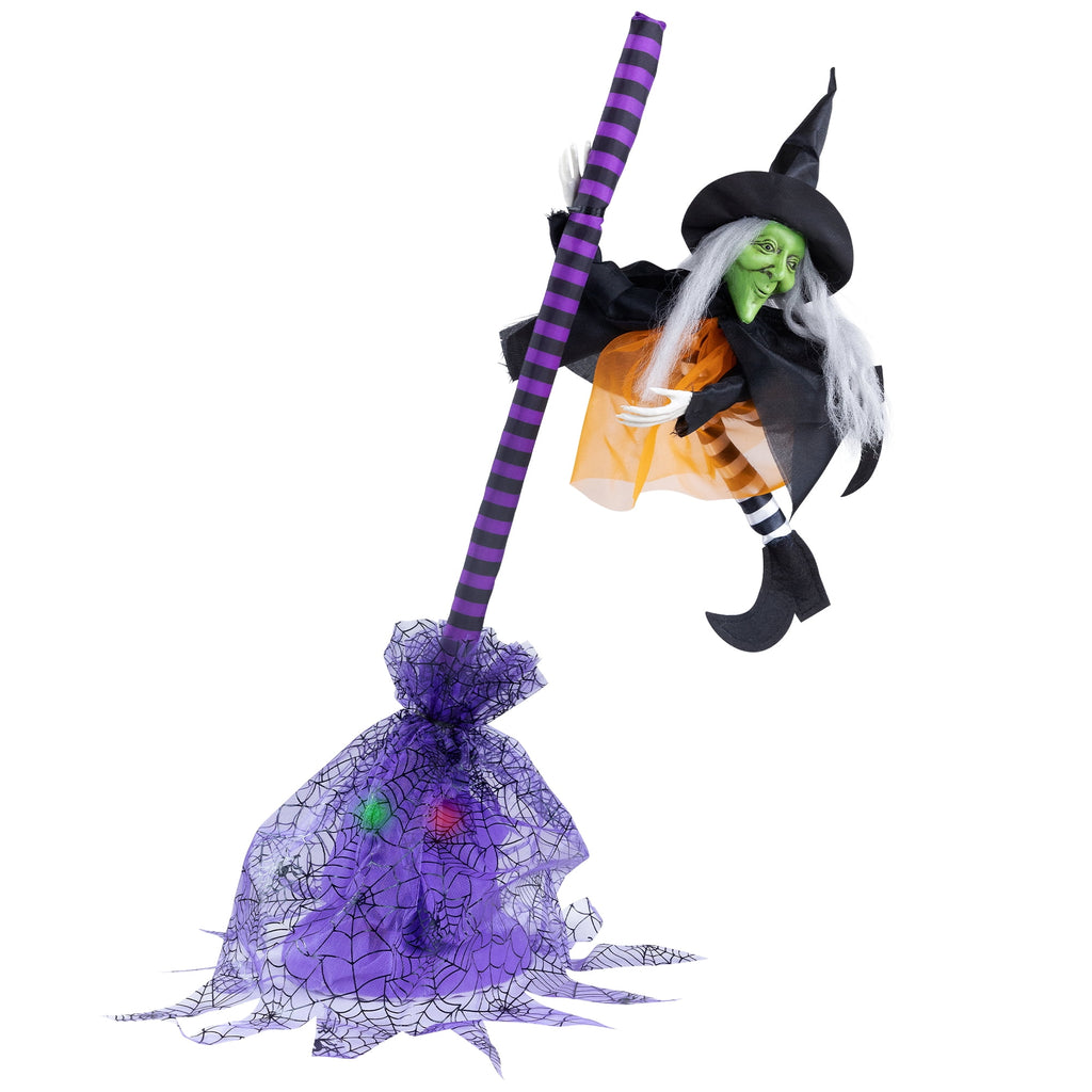 Witchwood™ Animated Flying Witch with Broom Halloween Decoration - 25"