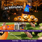 Witchwood™ 8.7ft Long Halloween Inflatable Pumpkin Decoration with Built-in LED Lights, Large Outdoor Blow-Up Yard Decor for Lawn, Garden, Porch, Haunted House and Halloween Party