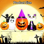 Witchwood™ 8ft Halloween Inflatable Pumpkins Outdoor Decor with Black Cat and Spectre,Built-in LED Lights,for Halloween Party,Yard,Garden,Lawn