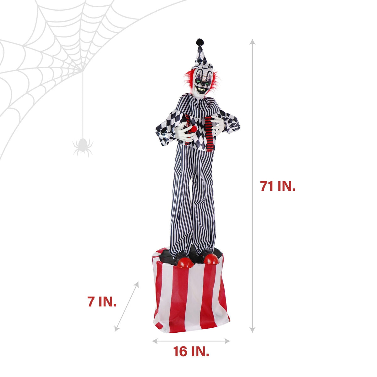 Witchwood™ 6 ft Animatronic Talking Clown on a Stage with Movement and Light-Up Eyes for Scary Halloween Decoration, HHCLOWN-31FLSA
