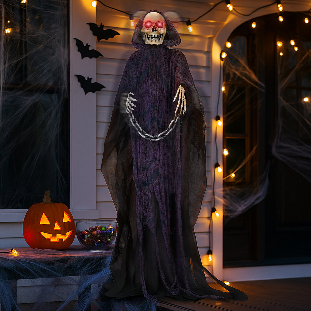 Witchwood™ 6' Halloween Decorations Animatronics Grim Reaper, Sound-Actived Party Deco for Garden Yard Lawn