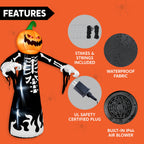 Witchwood™ 9 ft Halloween Inflatables Pumpkin Skeleton Decorations with Built-in LED Lights,Large Blow Up Decoration for Yard Lawn Garden Indoor Outdoor, Pumpkin Skeleton Inflatable Decoration