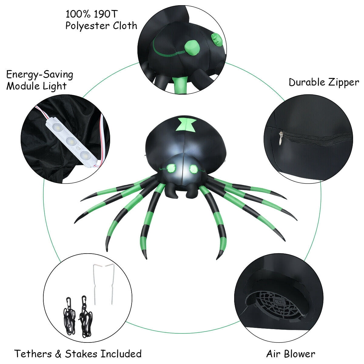 Witchwood™ Gymax 6FT Halloween Inflatable Blow-Up Spider w/ LED Lights Outdoor Yard Decoration
