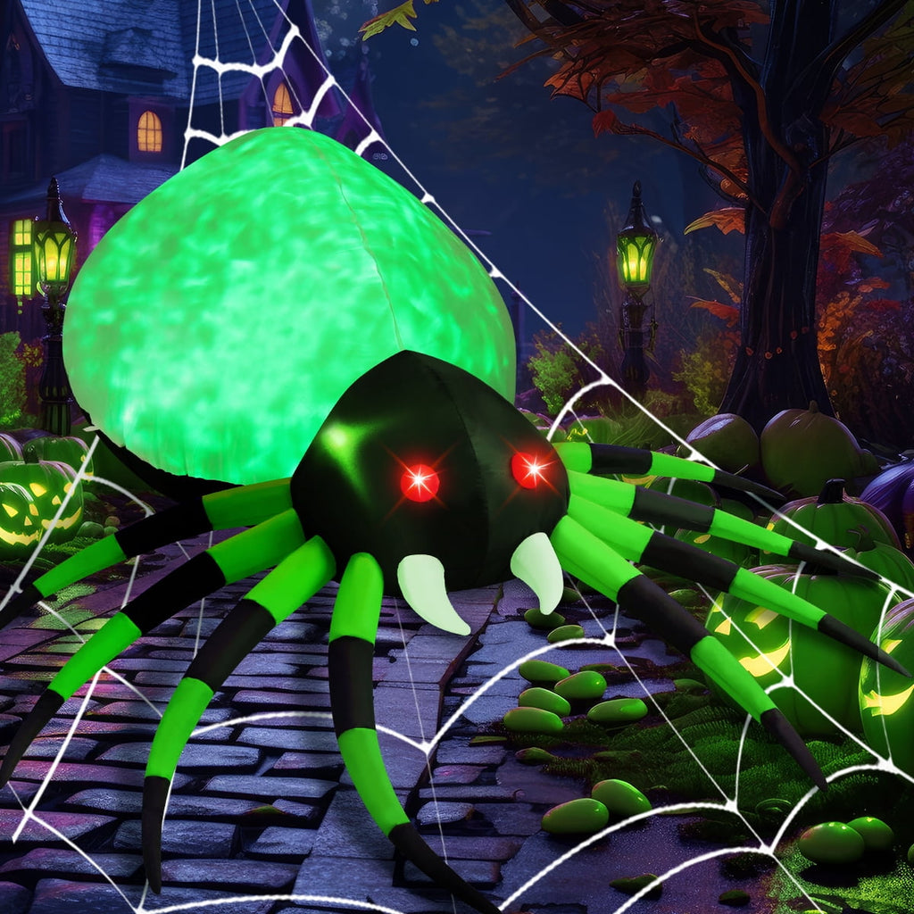 Witchwood™ Halloween Inflatable 8 FT Halloween Blow Up Spider, Halloween Inflatables Spider Giant Spider Inflatable with LED Lights Built-in, Outdoor Halloween Decorations Clearance for Halloween/Holiday