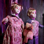 Witchwood™ Apocalypse Twins Halloween Animatronics with Red Eyes & Head Sync, 3-Ft