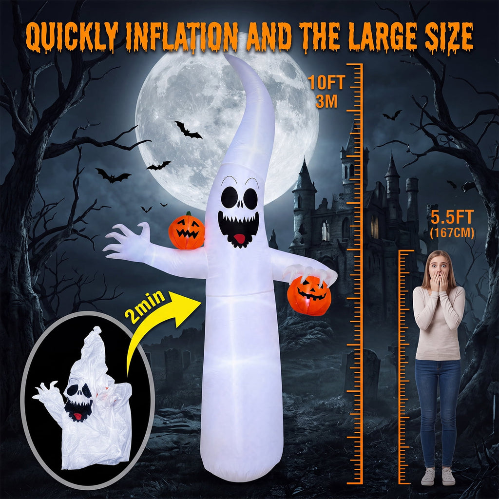Witchwood™ VETPW Halloween Inflatable, 10 FT Giant Ghost Pumpkin Arch Inflatable Decoration with LED Light for Outdoor, Holiday, Party, Yard, Garden Patio Lawn Outside Decor