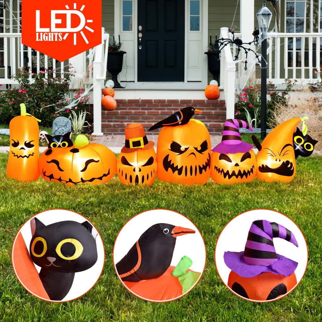 Witchwood™ 7 Ft Halloween Inflatables Pumpkin Outdoor Decoration Build-in LED Lights Blow Up for Outdoor, Yard, Indoor, Grden, Lawn Decoration, Orange