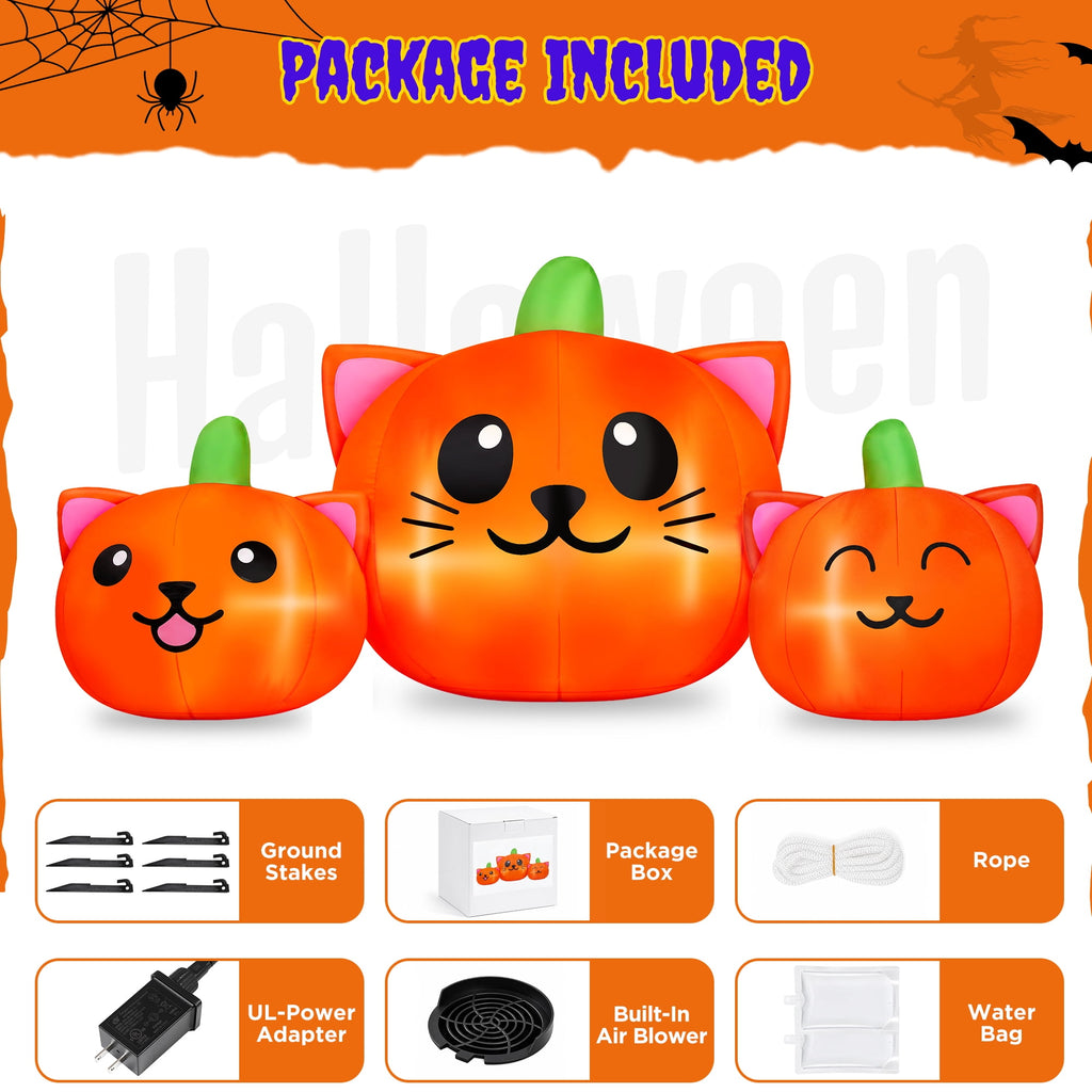 Witchwood™ 6.2FT Halloween Inflatable Pumpkin Cat Outdoor Decorations, Halloween Blow Ups with Lights for Party, Yard