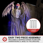 Witchwood™ 5.5 ft Life-size Animatronic Reaper with Wings, Halloween Decoration, HHWINGSKEL-4FLSA