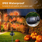 Witchwood™ 2 packs 40 LEDs Solar Halloween Pumpkin Stake Lights, 2 Modes Outdoor Waterproof Halloween Decorations, Solar Halloween Lights Stakes for Garden Yard Pathway