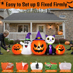 Witchwood™ (2 pack) 8FT Halloween Inflatable Pumpkins Ghost Cat with Lights,Blow ups Outdoor Decorations for Yard