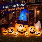 Witchwood™ 8.7ft Long Halloween Inflatable Pumpkin Decoration with Built-in LED Lights, Large Outdoor Blow-Up Yard Decor for Lawn, Garden, Porch, Haunted House and Halloween Party