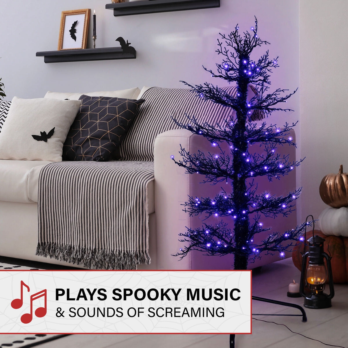 Witchwood™ 5 ft Dancing Halloween Tree Animatronic, Halloween Decor, HH050DANCETR-PUR