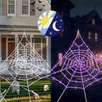 Witchwood™ HKKDKTA Halloween Spider Web Lights Decoration, 250 LED Giant Spider Web 16.4ft Light Up Halloween Web Lights for Yard, Porch Decor (Purple)