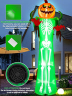 Witchwood™ 12FT Halloween Inflatable with LED Lights ? Giant Pumpkin & Skeleton Outdoor Decoration for Yard, Lawn, Home, & Party ? Scary Blow-Up Halloween Holiday Decor