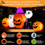 Witchwood™ 8ft Halloween Inflatable Pumpkins Outdoor Decor with Black Cat and Spectre,Built-in LED Lights,for Halloween Party,Yard,Garden,Lawn